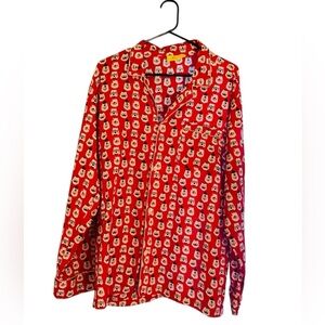 Roller Rabbit Men’s Bright Red & White Bearry Holiday Pajama Top Size Large